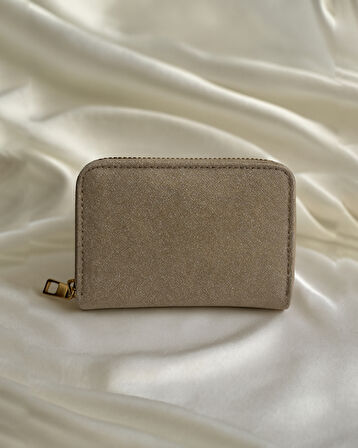 Luna Parlak Simli Fermuarlı Cüzdan