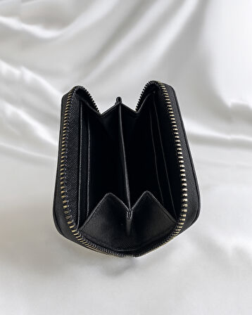 Luna Parlak Simli Fermuarlı Cüzdan