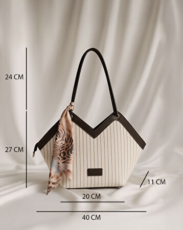 Siesta Shopper Kumaş Çanta - Krem