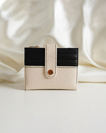 Sira Kartlık Detaylı Hasır Cüzdan Acı Kahve