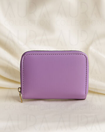 Noya Fermuarlı Parlak Suni Deri Cüzdan - Mor