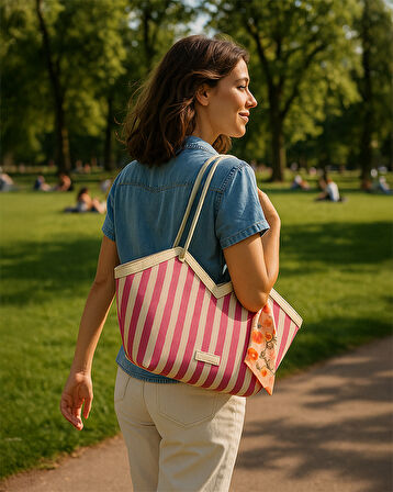 Siesta Pink Shopper Kumaş Çanta