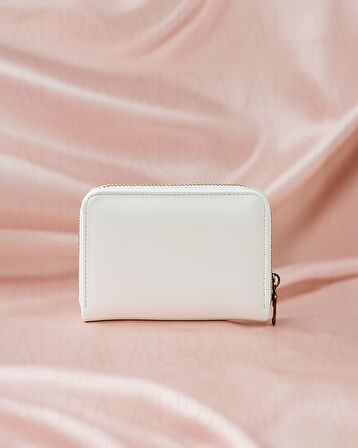 Noya Fermuarlı Parlak Suni Deri Cüzdan - Beyaz