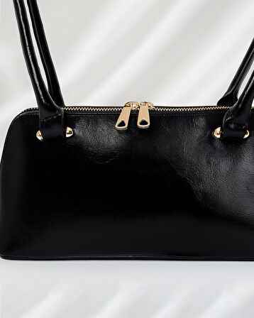 Madrid Çift Saplı Baget Omuz Çantası - Siyah
