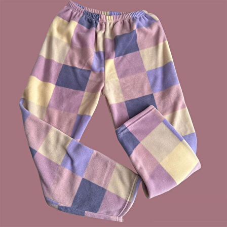 Kadın Polar Peluş Pijama Takımı Sweat-Eşofmanalt Girls Büyük Beden