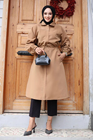 Gizli Patlı Trençkot  Camel 4430