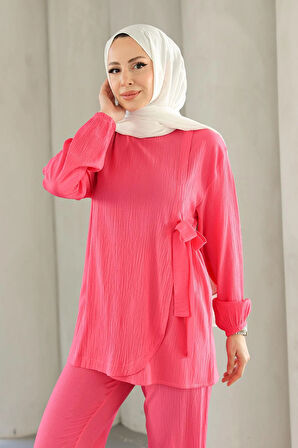 Bağlama Detaylı Takım Fuşya