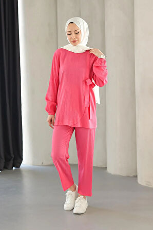 Bağlama Detaylı Takım Fuşya