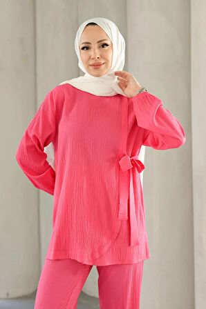 Bağlama Detaylı Takım Fuşya