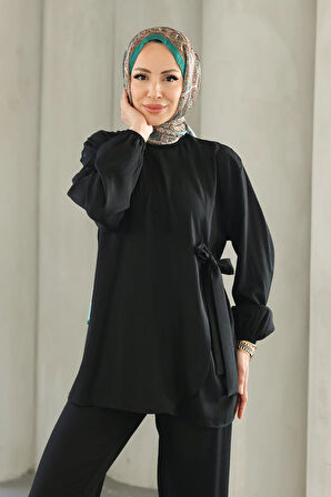 Bağlama Detaylı Takım Siyah