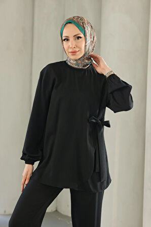 Bağlama Detaylı Takım Siyah