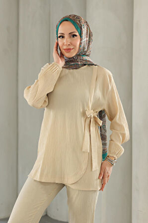 Bağlama Detaylı Takım Bej