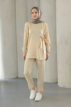 Bağlama Detaylı Takım Bej