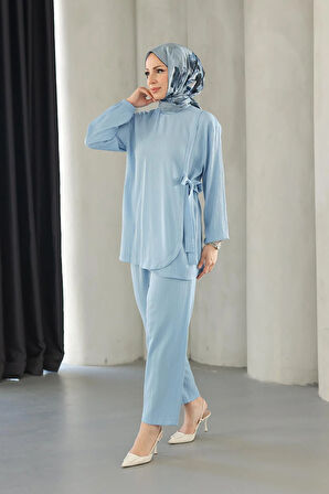 Bağlama Detaylı Takım Bebe Mavisi