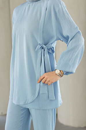 Bağlama Detaylı Takım Bebe Mavisi