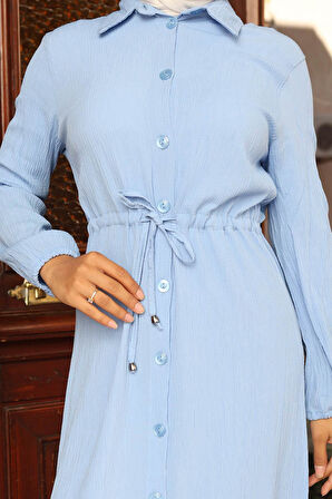 Yırtmaç Detaylı Uzun Takım Bebe Mavisi