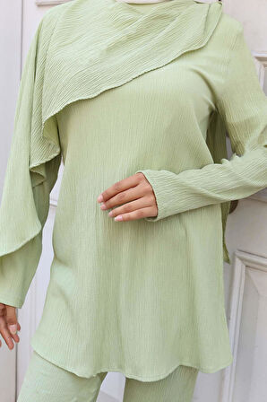 Pelerin Detaylı Takım Mint Yeşili