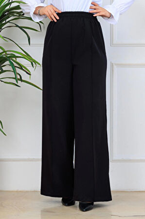 Önü Dikiş Detaylı Dabıl Pantolon Siyah