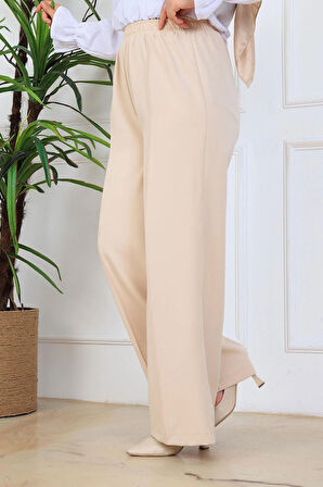 Önü Dikiş Detaylı Dabıl Pantolon Bej