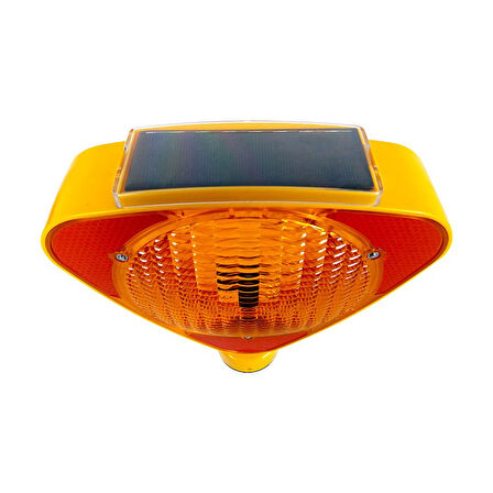 Solar Sarı Üçgen Flaşörlü Klasik Kedi Gözlü Ağırlıklı Koni Seti Trafik Dubası
