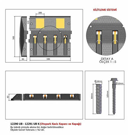 Otopark Kasis Kapanı 50 x 50 x 6 cm 10 Metre