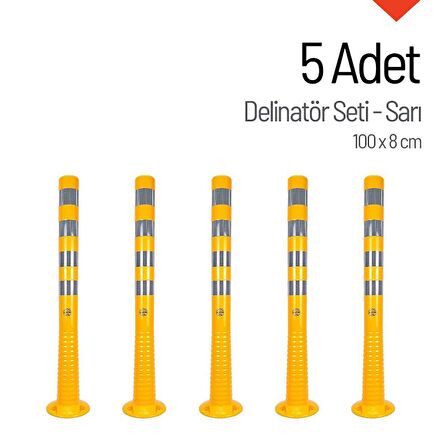 Delinatör 100 x 8 cm Sarı 5 Adet, Esnek Duba