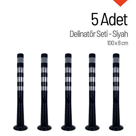 Delinatör 100 x 8 cm Siyah 5 Adet, Esnek Duba