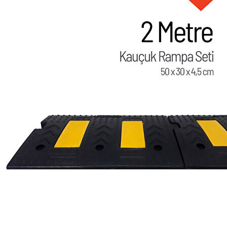 Kauçuk Rampa Set, Otopark Rampası, Kaldırım Rampası 50x30x4,5 cm 2 Metre