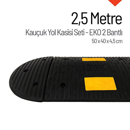 Kauçuk Hız Kesici, Yol Kasisi 50 x 40 x 4,5cm - EKO 2 Bantlı - 2,5 Metre
