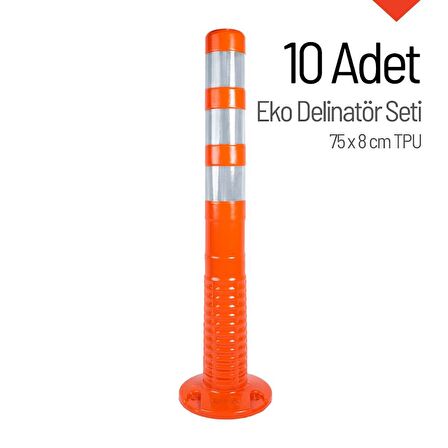 10'lu Delinatör 75x8 cm TPU, Esnek Duba - Turuncu