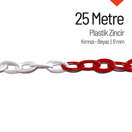 Plastik Zincir 8mm Kırmızı-Beyaz 25 m