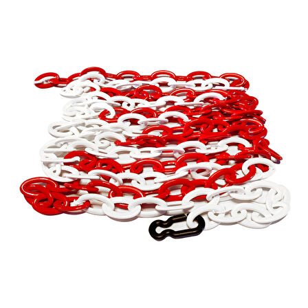 Plastik Zincir 8mm Kırmızı-Beyaz 25 m