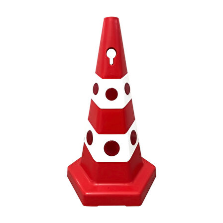 50'li Kedi Gözlü Kırmızı Altıgen Trafik Konisi Seti 65 cm Trafik Dubası