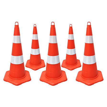 5'li PVC Trafik Konisi Seti 75 cm EKO Trafik Dubası