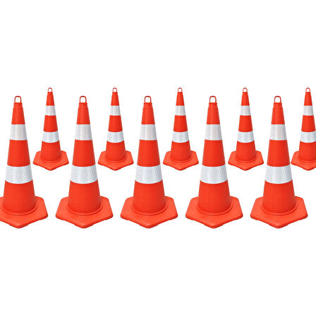 10'lu PVC Trafik Konisi Seti 75 cm EKO Trafik Dubası