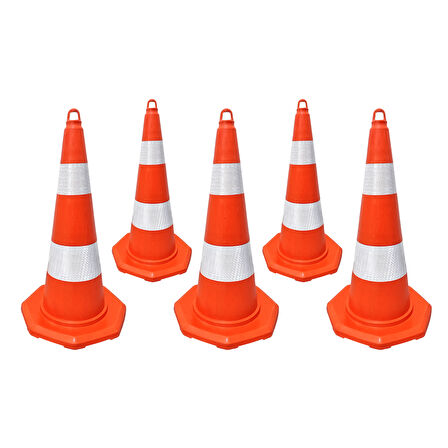 5'li PVC Trafik Konisi Seti 75 cm Trafik Dubası