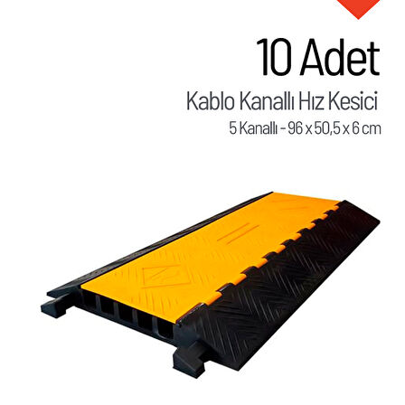 10'lu Kablo Kanallı Hız Kesici Seti  5 Kanallı, Yol Kasisi 96 x 50,5 x 6 cm