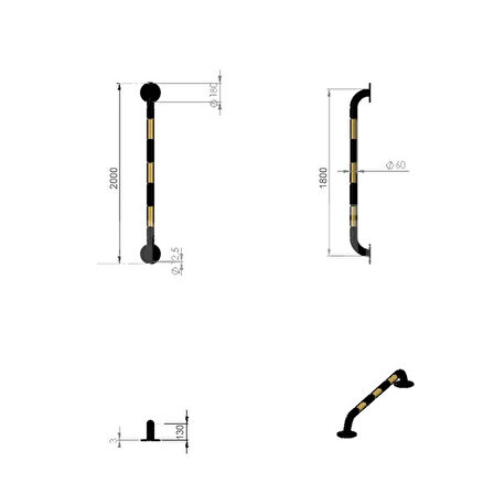 Oto Park Araç Stoperi, Otopark Demiri Sarı 200x13cm 60mm