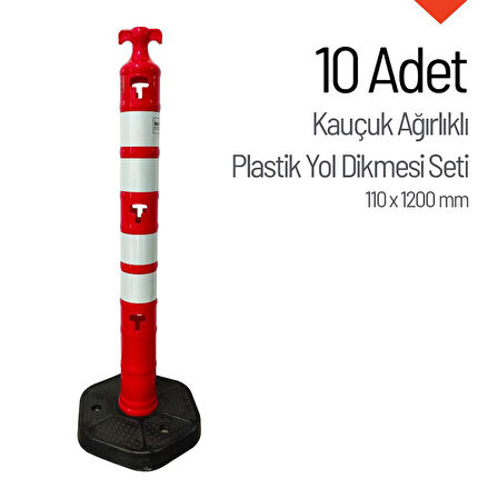 Kauçuk Ağırlıklı Plastik Yol Dikmesi 110x1200 mm 10'lu Set