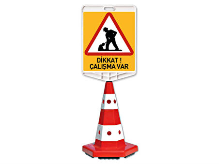 Çalışma Var Logo Klasik Kedi Gözlü Koni Seti Trafik Dubası
