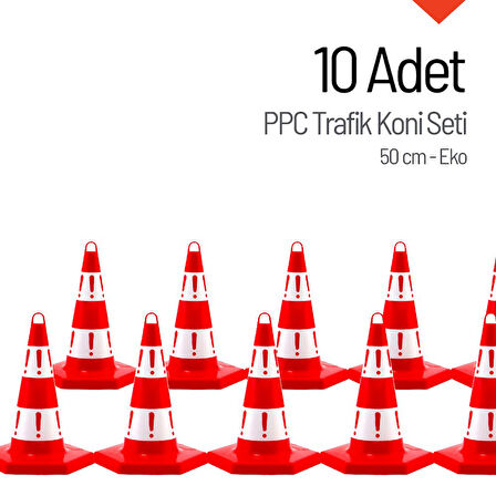 10 Adet Eko Trafik Konisi 50 cm Trafik Dubası