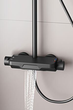 Perla Termostatik 3 Yönlü Duş Kolonu-Siyah