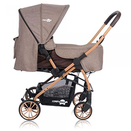 Comfymax Çift Yönlü Lüks Bebek Arabası - Wood Brown