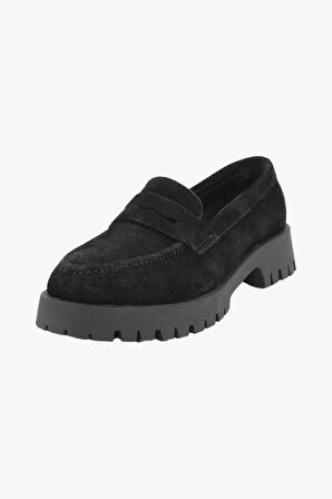 Sosela 78-02-75001 Kadın Nubuk Siyah Loafer