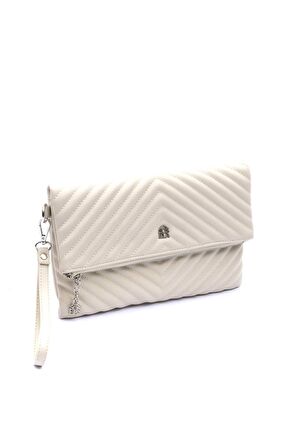 Barbara Kadın Clutch Çanta  67-6010 BEJ