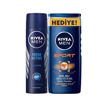 Nivea Deo Sprey Fresh Active For Men 150 ml + Duş Jeli 250 ml