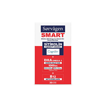 Sorvagen Smart Sitikolin Omega 3 İçeren Takviye Edici Gıda 30 Kapsül