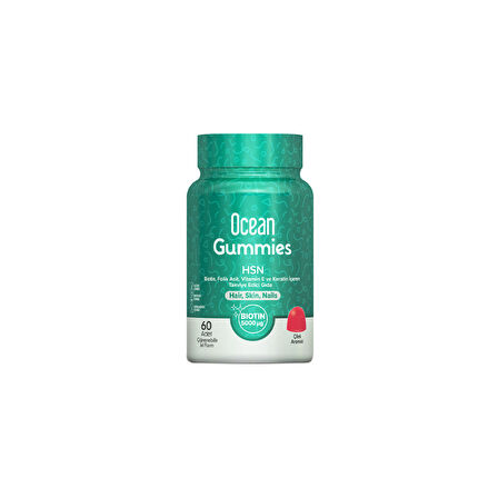 Ocean HSN Biotin Folik Asit Keratin İçeren 60 Adet Çiğnenebilir Jel Form