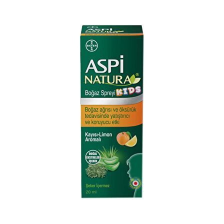 Aspi Natura Kids Boğaz Spreyi Kayısı Limon Aromalı 20 ml