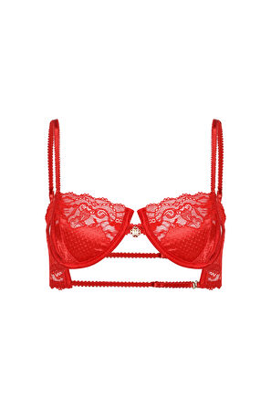 Eclatant Kırmızı Dantelli Balconette Sütyen